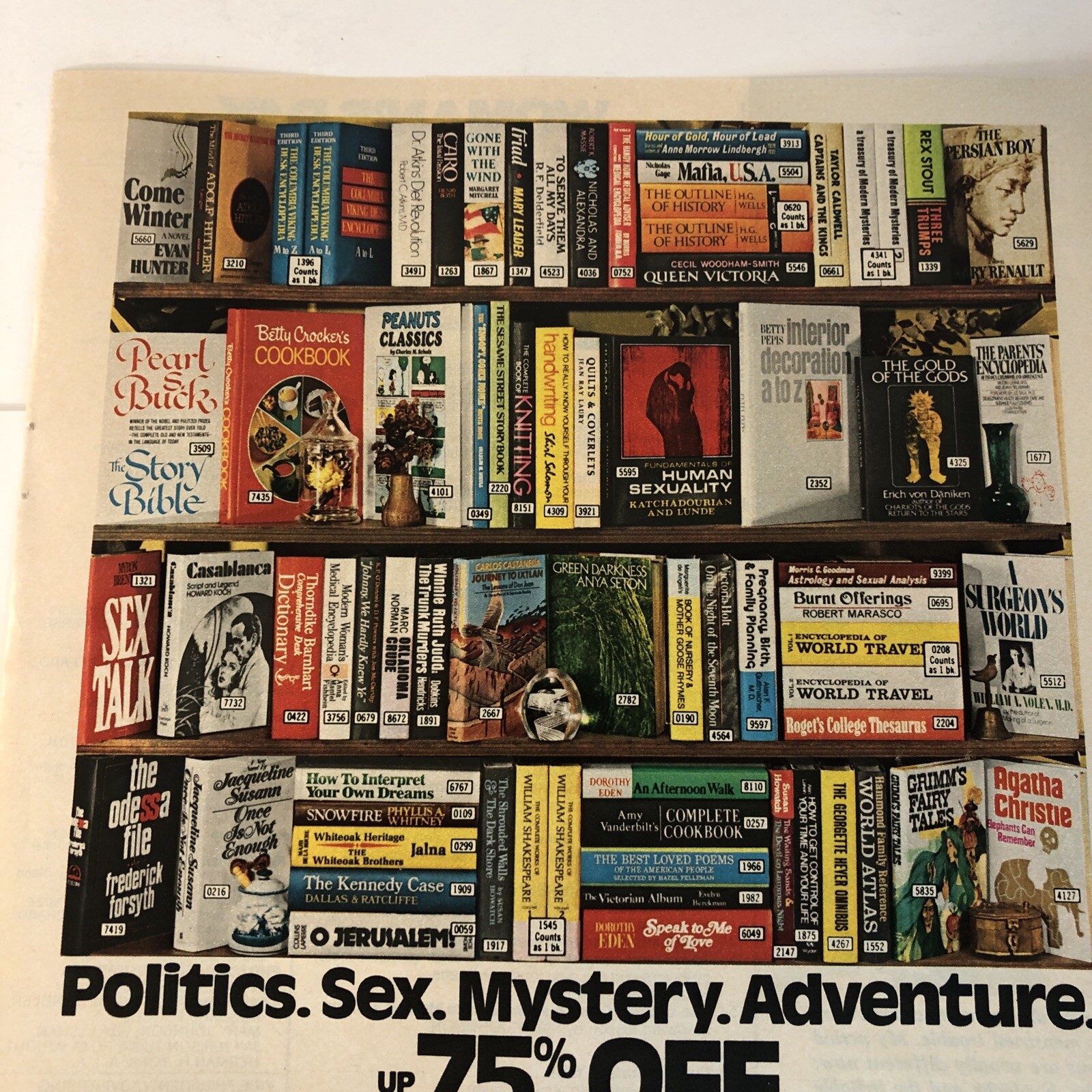 PRINT AD 1974 Doubleday Bargain Book Club Politics Sex Mystery Adventure 6/.99