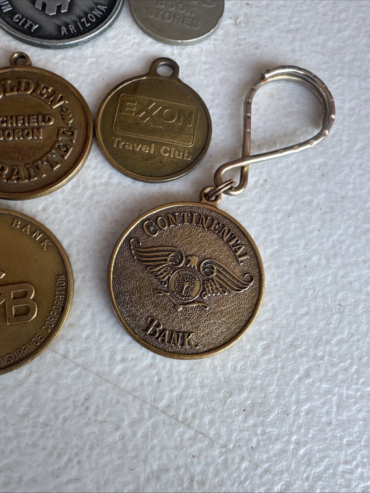 Lot of 12 Vintage Advertising Tokens Medals Key Fobs – Banks Sears Exxon