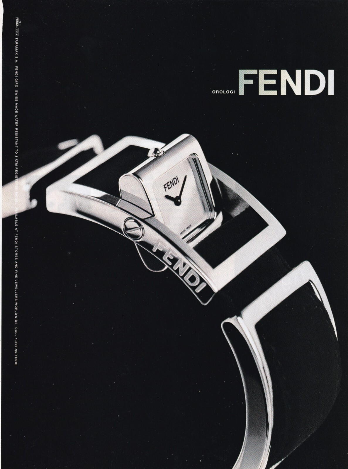 FENDI WATCH Magazine Print Ad Advert TARAMAX FENDI GIRO VTG 1999