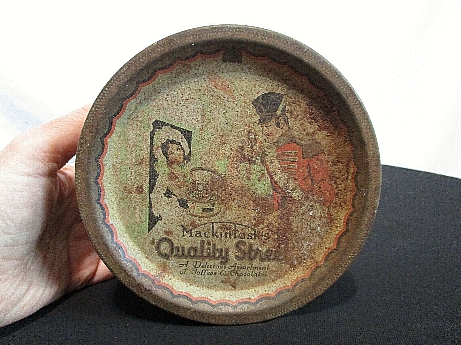 Vintage Mackintosh’s Quality Street Chocolates & Toffees Rusted 5″ Tin England