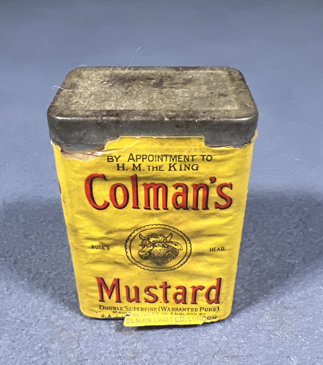 Vintage Colman’s Mustard 2oz Tin Paper Label Rusty Full Old Tin Collection