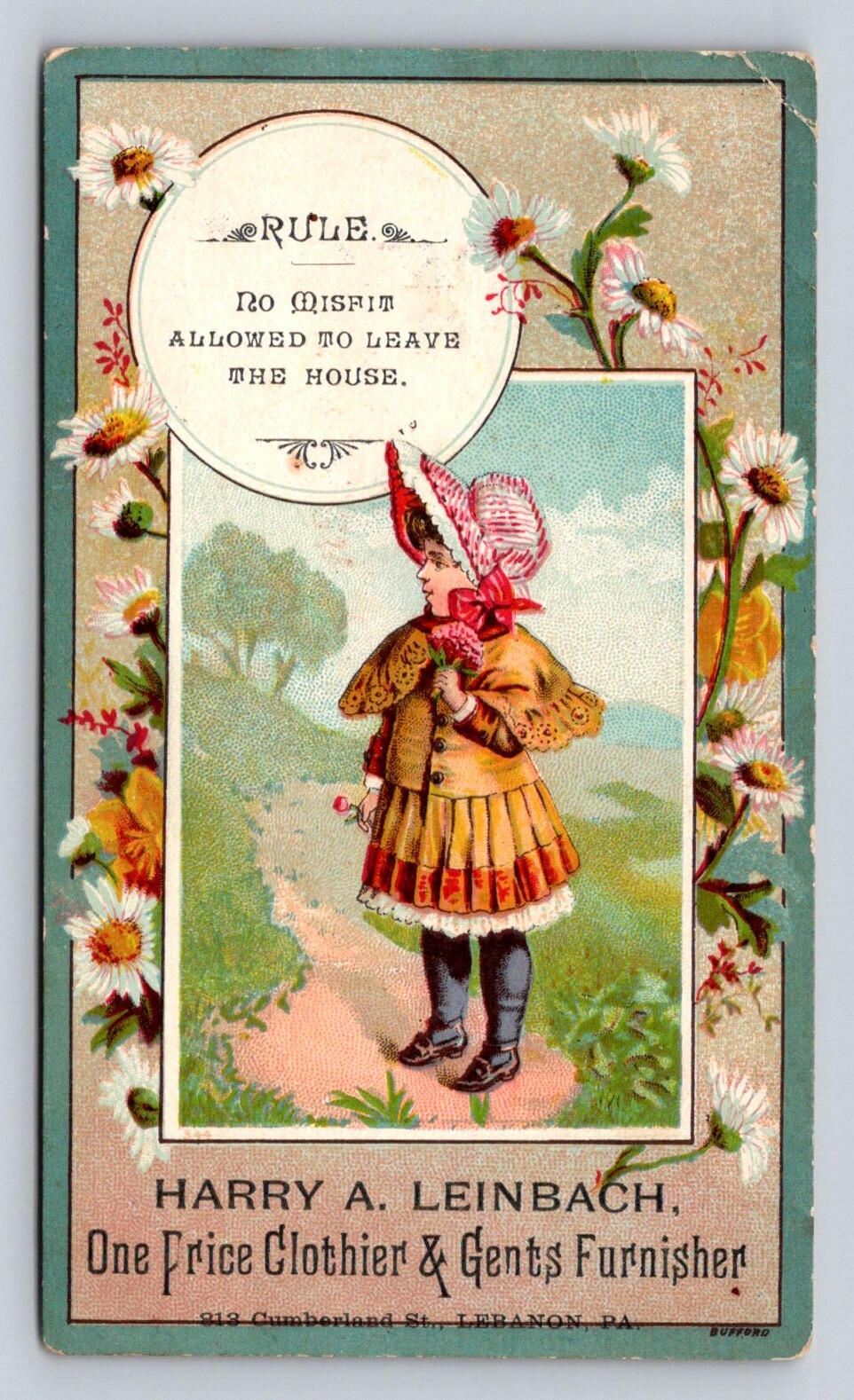 Harry Leinbach One Price Clothier Girl Trail Flowers Lebanon P39