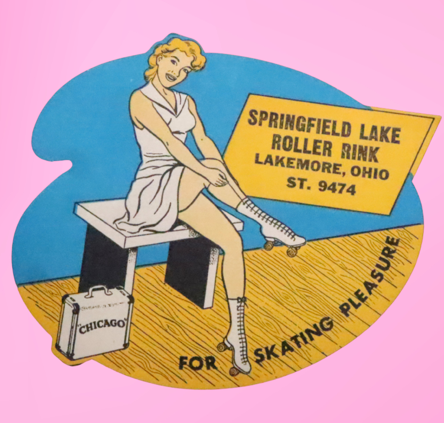 Lakemore Ohio 1940’s Original Roller Skating Rink Sticker Springfield Lake
