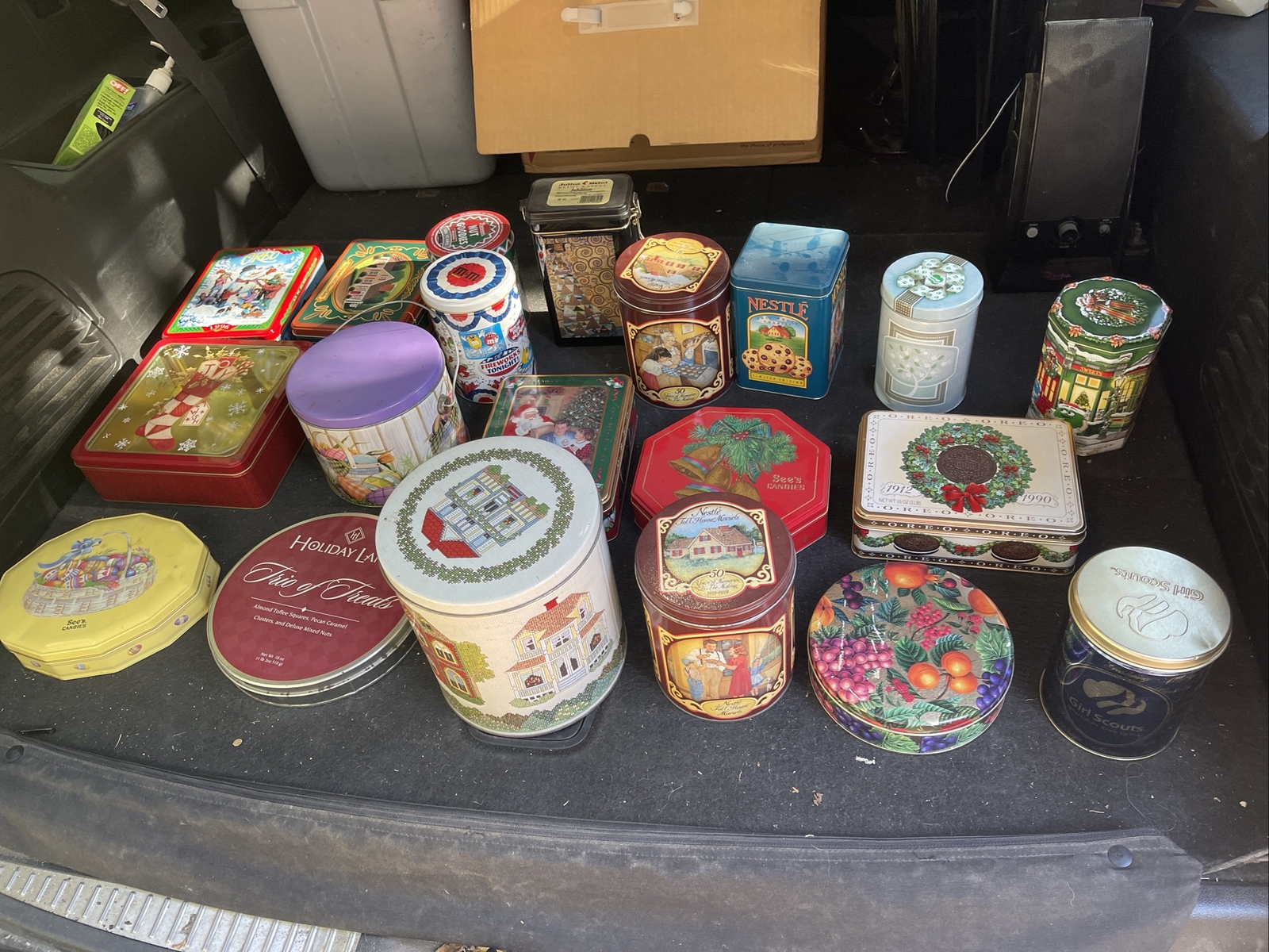 Lot Of 20 Candy Cookie Tins Estate Mixed Nestle Oreo M&M Resale Empty