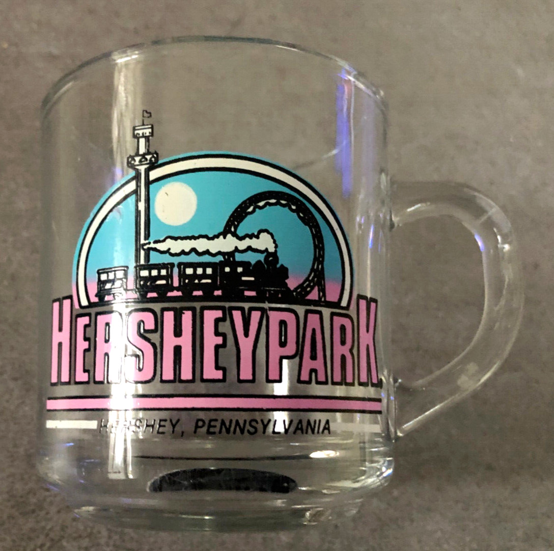 Hershey Park PA Vintage Clear Glass Train Kissing Tower SooperDooperLooper Mug