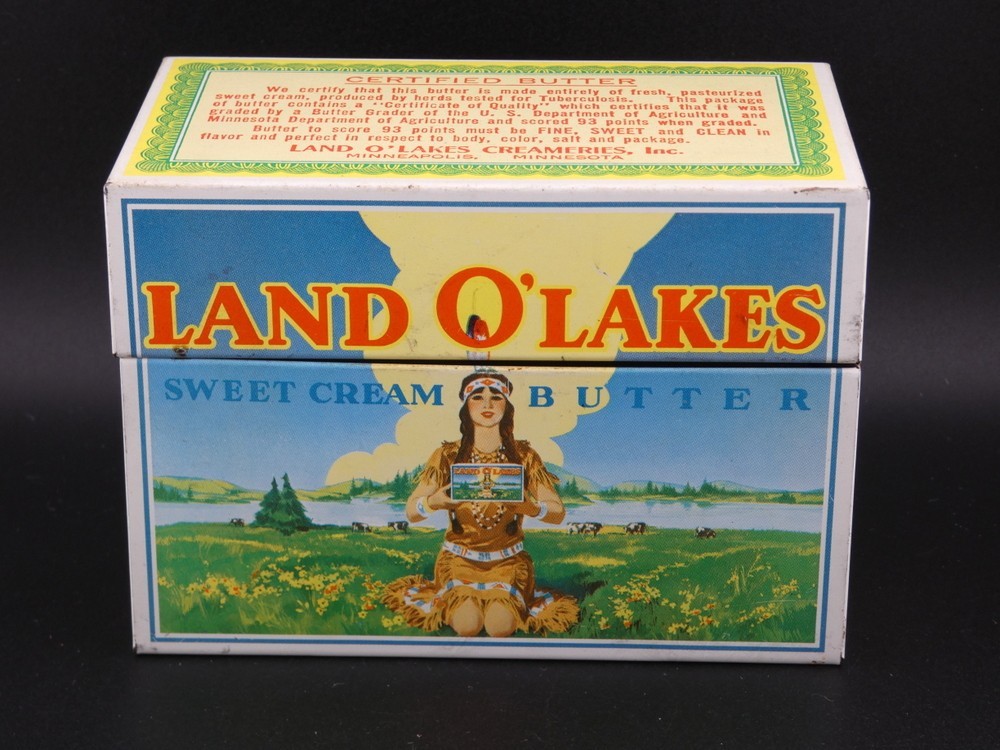 Vintage Land O Lakes Recipe Tin Recipes Metal Box Made in the USA with Dividers