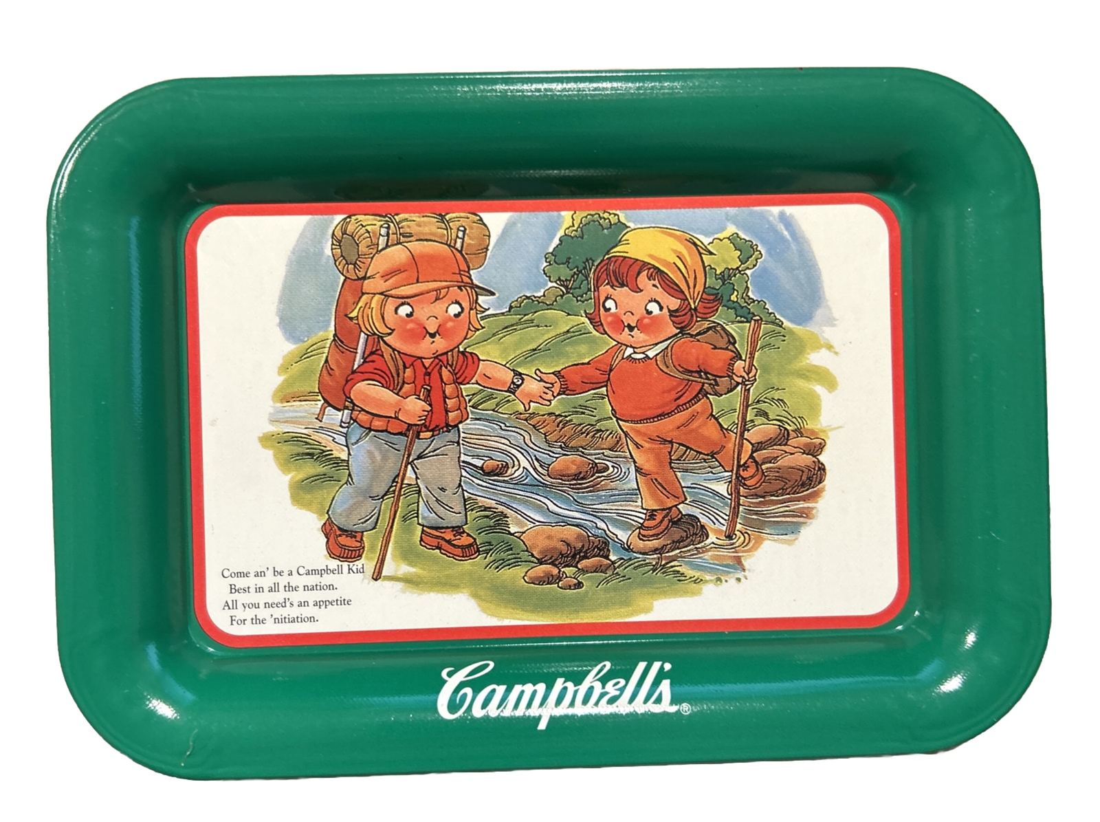 Vintage 1997 Cambell’s Kids Tin Serving Tray – Kids Hiking
