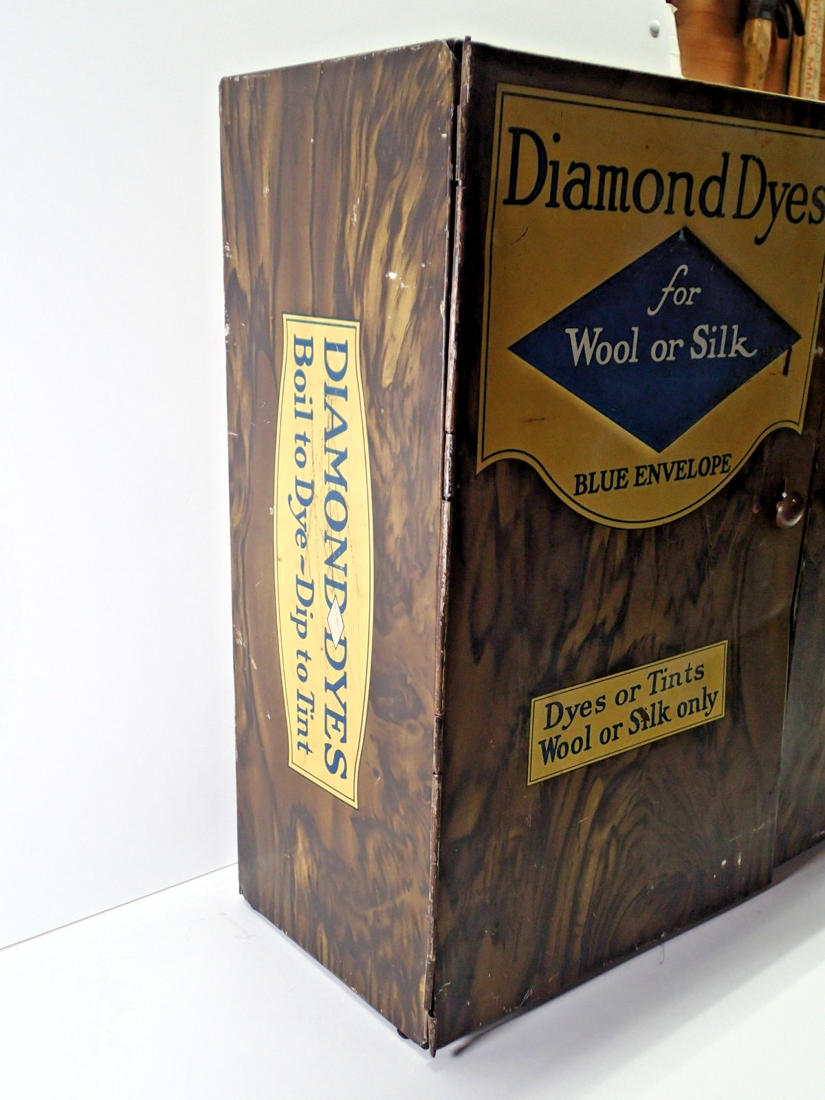 1930’s Diamond Dyes General Store Advertising Cabinet Metal Counter Display