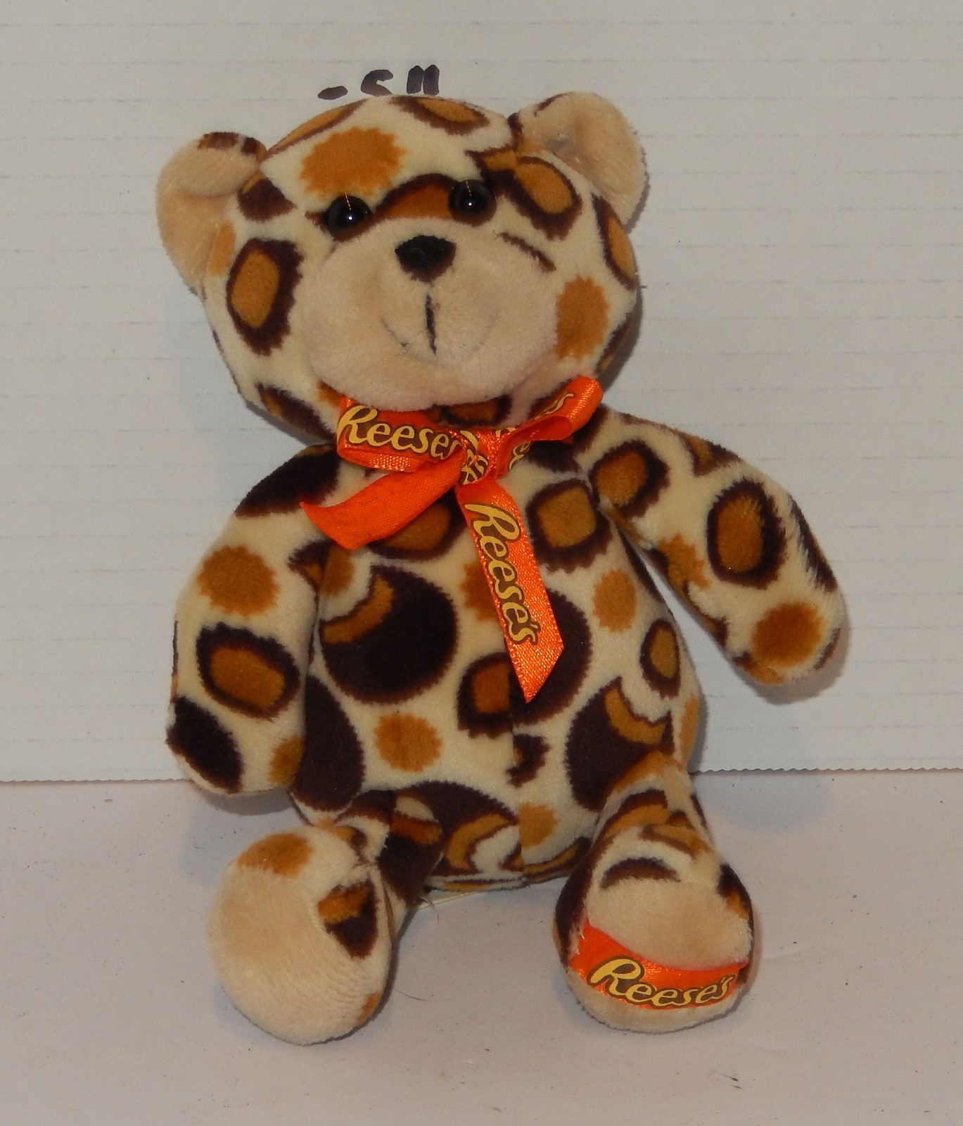 Reeses 6″ Bear Bean bag Plush stuffed toy brown orange yellow advertising