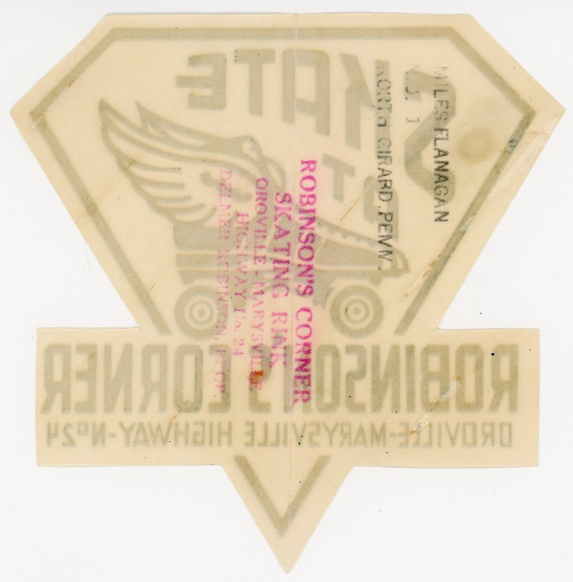 1930’s-50’s Robinson’s Corner Droville-Marysville Roller Skating Label #8P