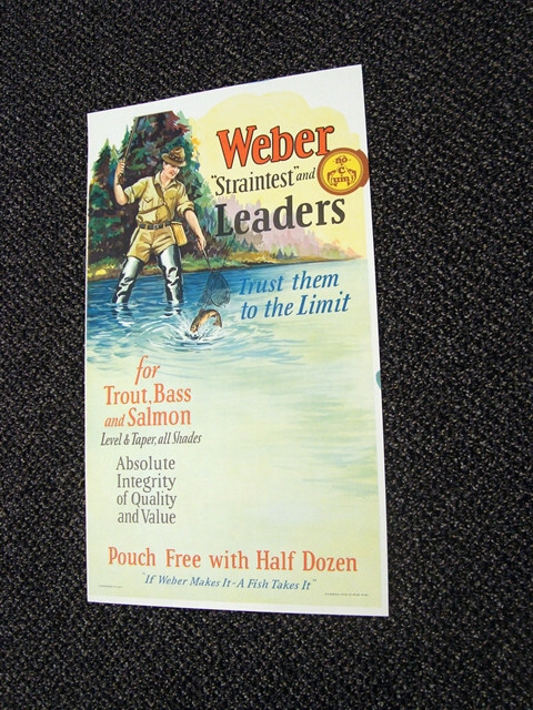 Circa 1930s Weber Fishing Leaders Poster, Stevens Point, WI