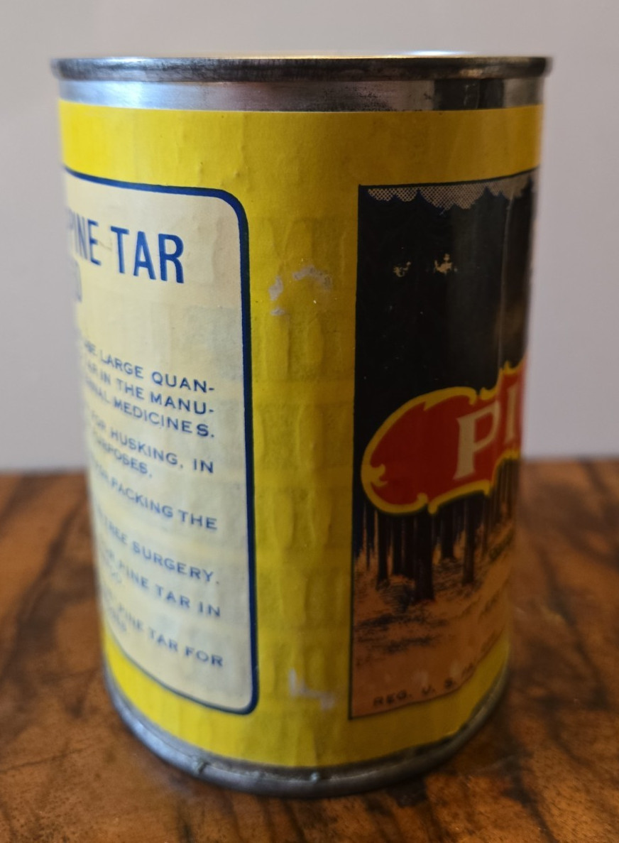 Vintage NOS DIXIE BRAND PINE TAR Paper Label One Pint Sealed 1930s Unopened