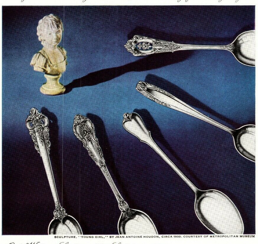 PRINT AD 1949 Wallace Sterling Silverware Third Dimension Beauty 6.75 x 10