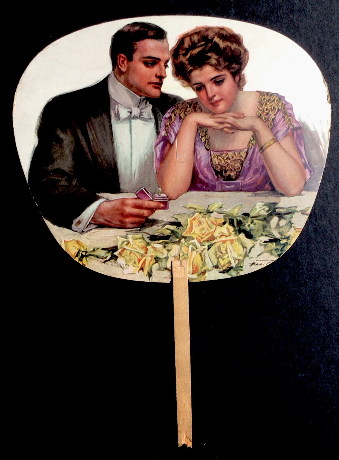 1908? Findlay Ohio The New Noah’s Ark Hand Held Advertising Fan Antique Vintage