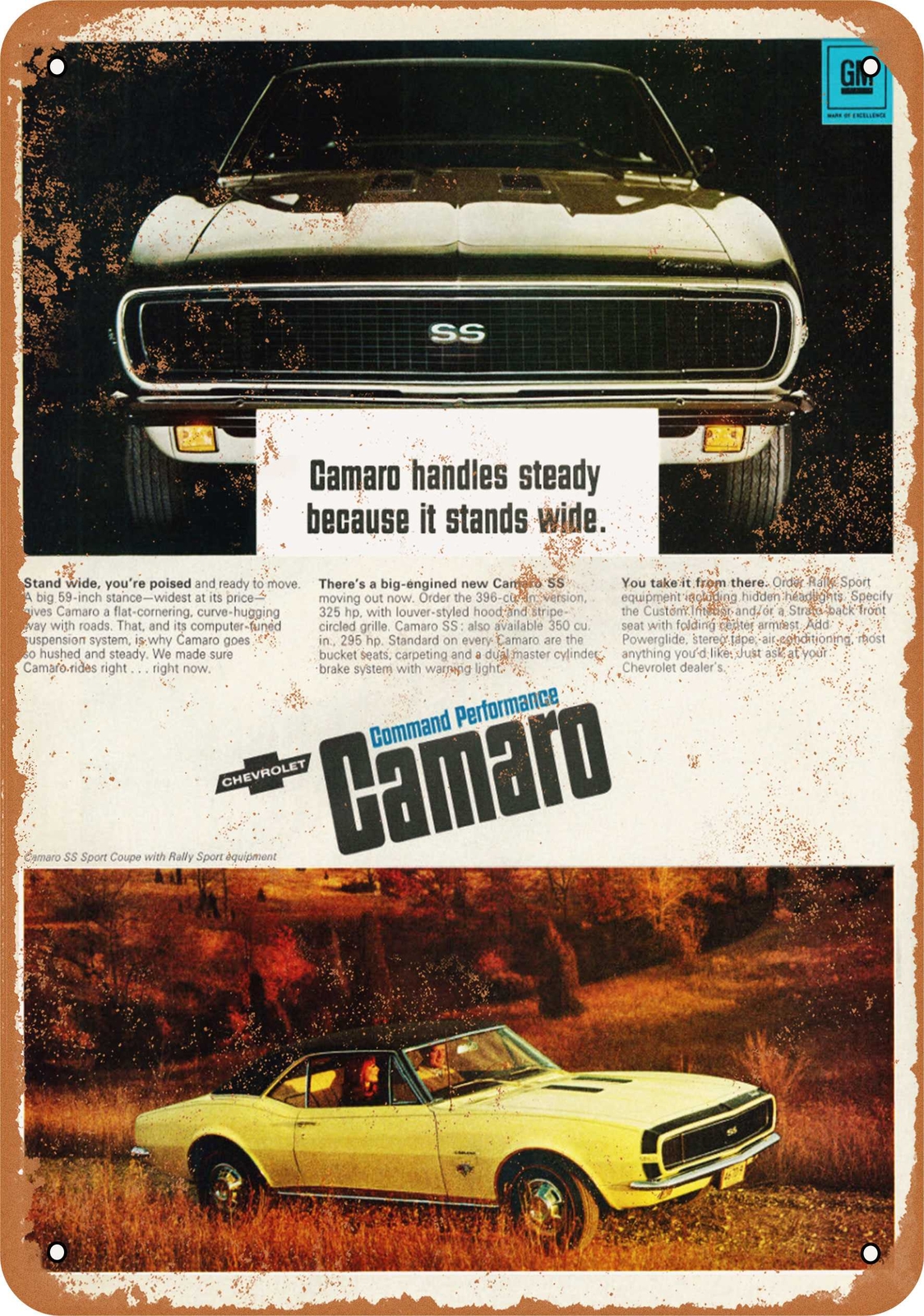 Metal Sign – 1967 Chevrolet Camaro SS Sport Coupe – Vintage Look Reproduction