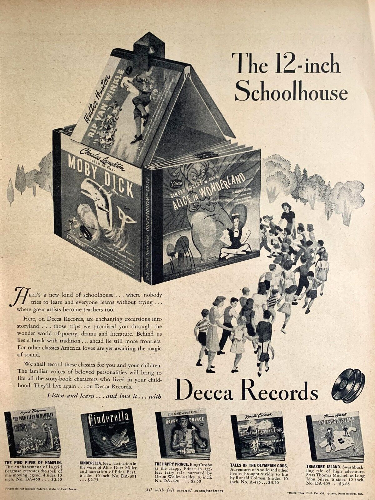 1946 Decca Records The 12 Inch School House 13in x 10 in
