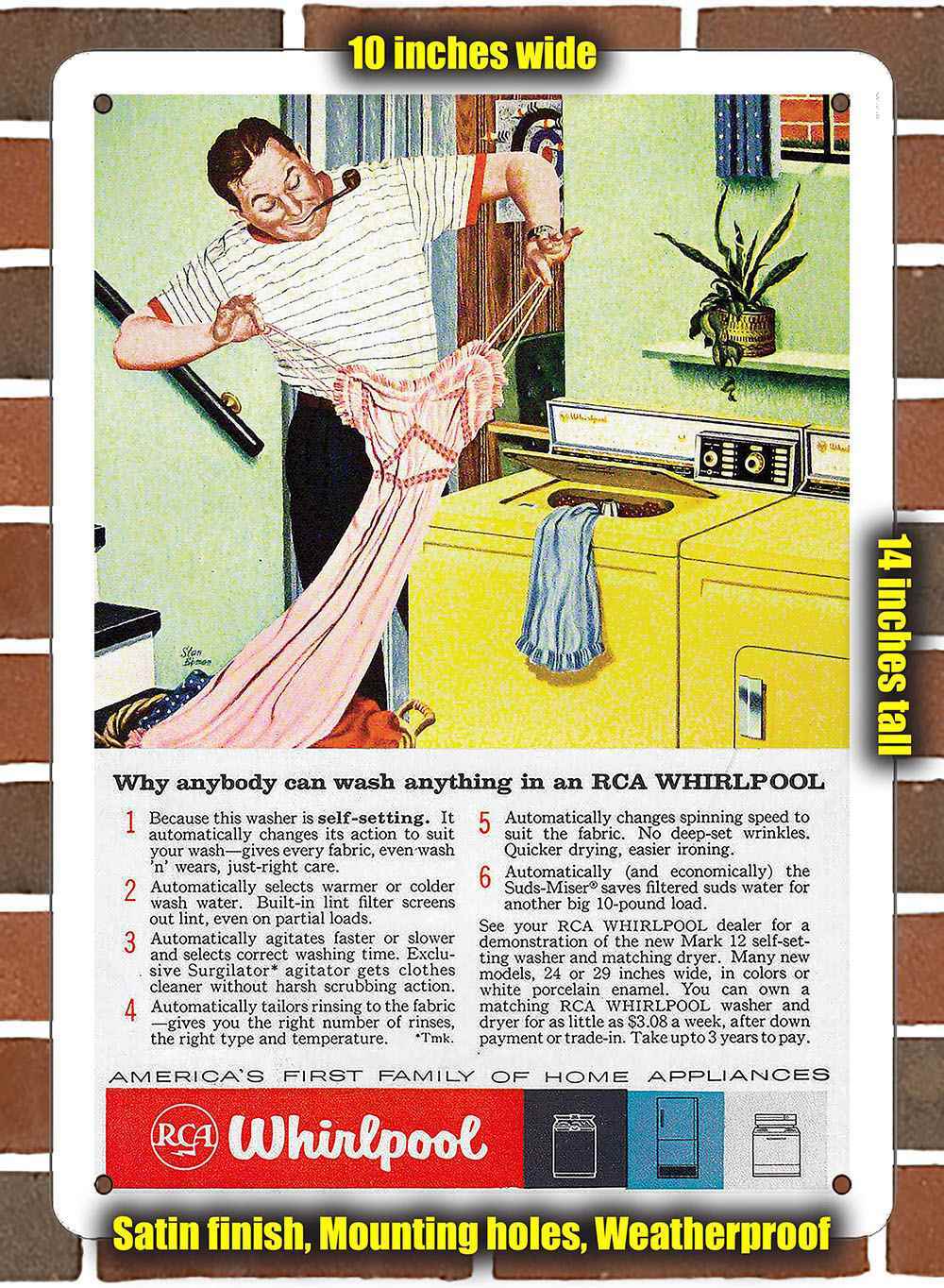 Metal Sign – 1959 RCA Whirlpool Washing Machines- 10×14 inches