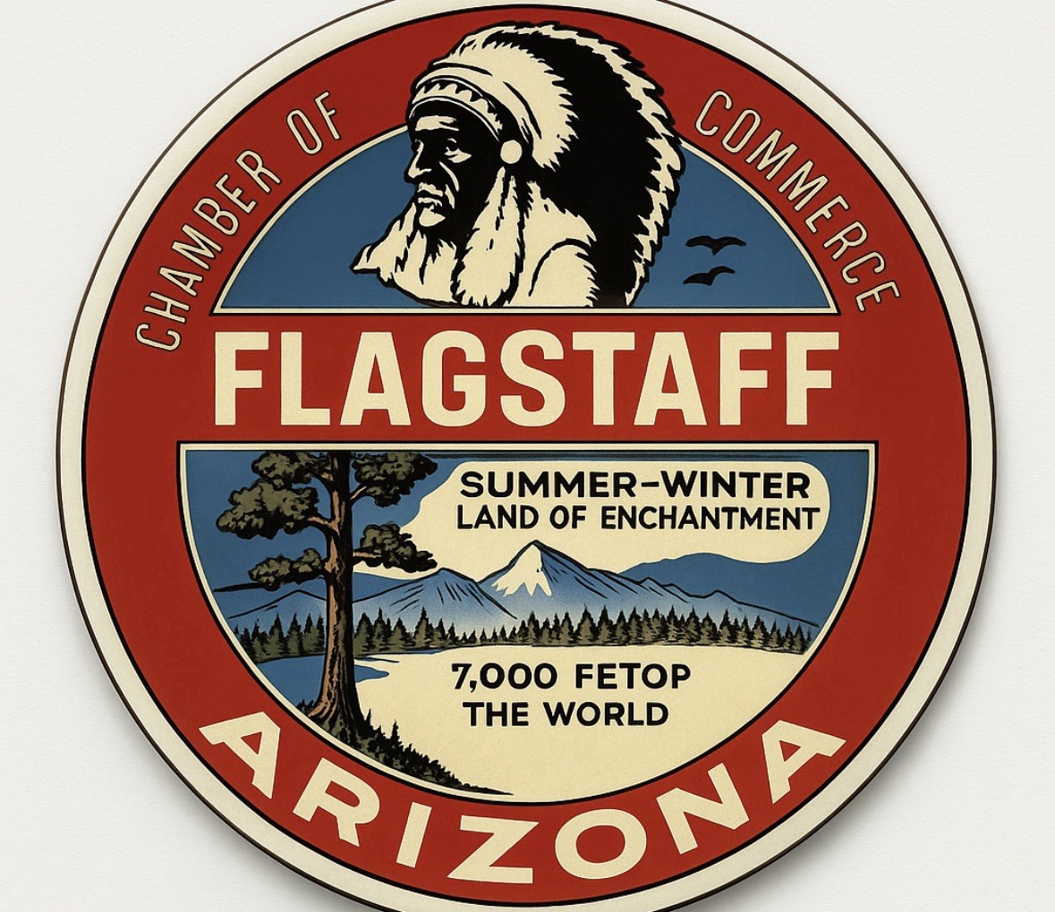Retro Style Arizona Flagstaff Indian Quality Sign