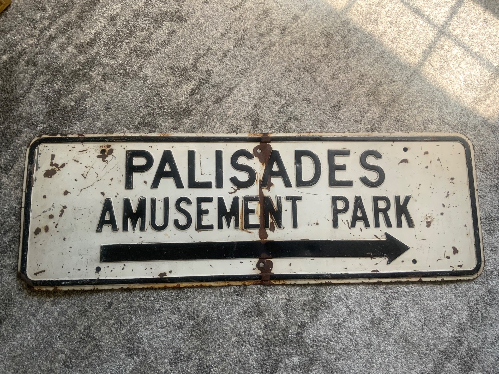 Vintage Authentic palisades park amusement park sign metal heavy rare