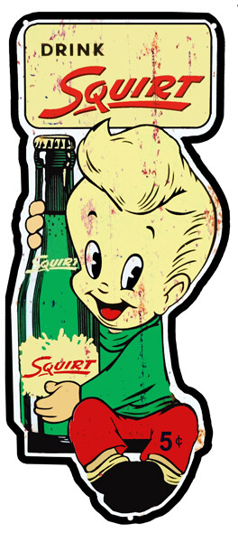 Drink Squirt Cut Out Vintage Metal Sign 24×10