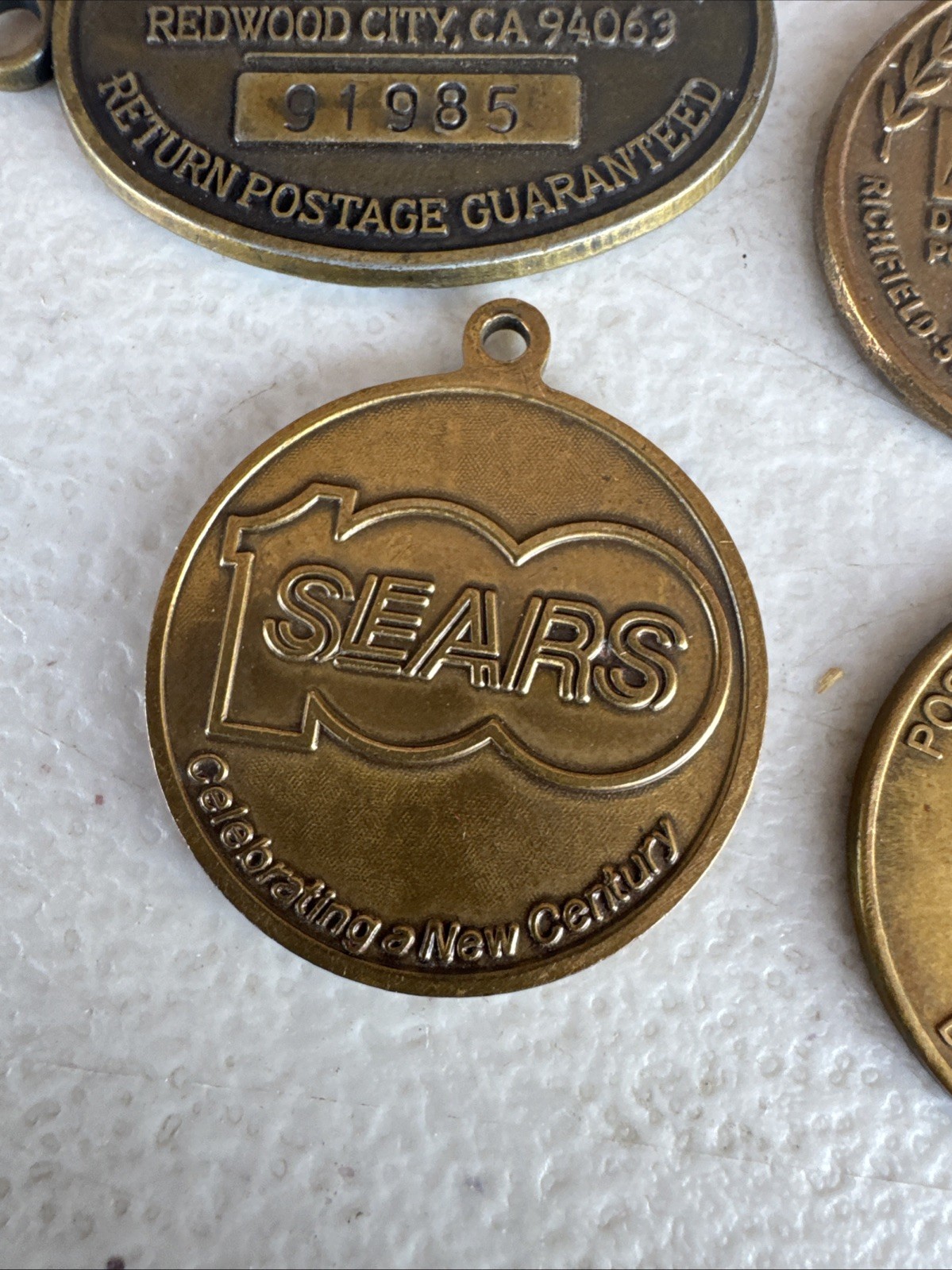 Lot of 12 Vintage Advertising Tokens Medals Key Fobs – Banks Sears Exxon