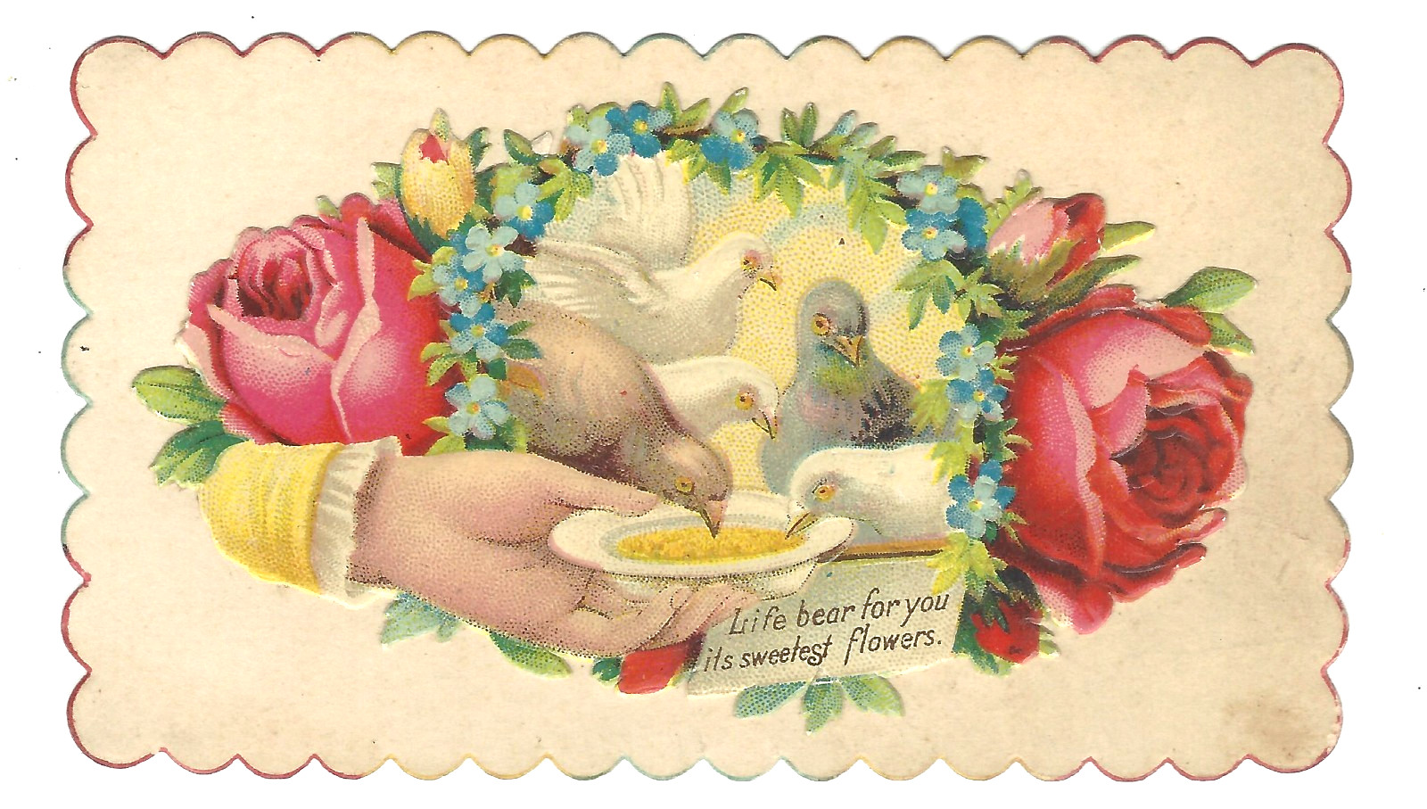 VTG Victorian Embossed Die Cut Gift Card Tag Life Bear For You – Doves