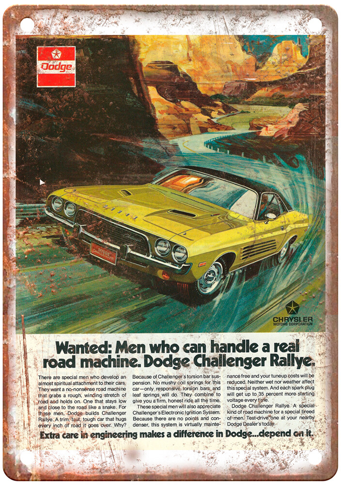Metal Sign – 1973 Dodge Challenger Auto Ad – Vintage Look Reproduction 10235