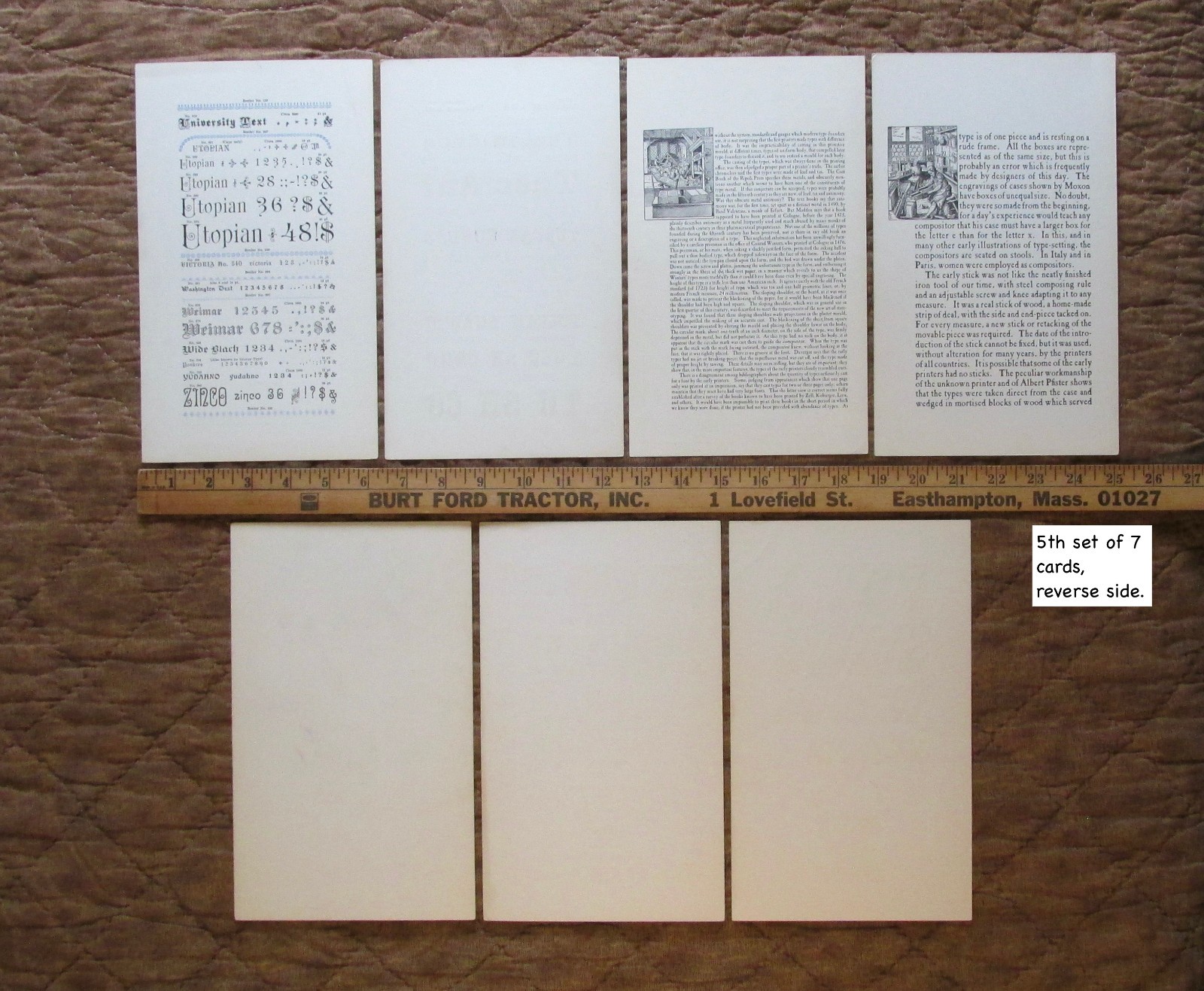 1958 TJ Lyons SPECIMENS Old Fashioned TYPOGRAPHY Sample Cards ADVERTISING