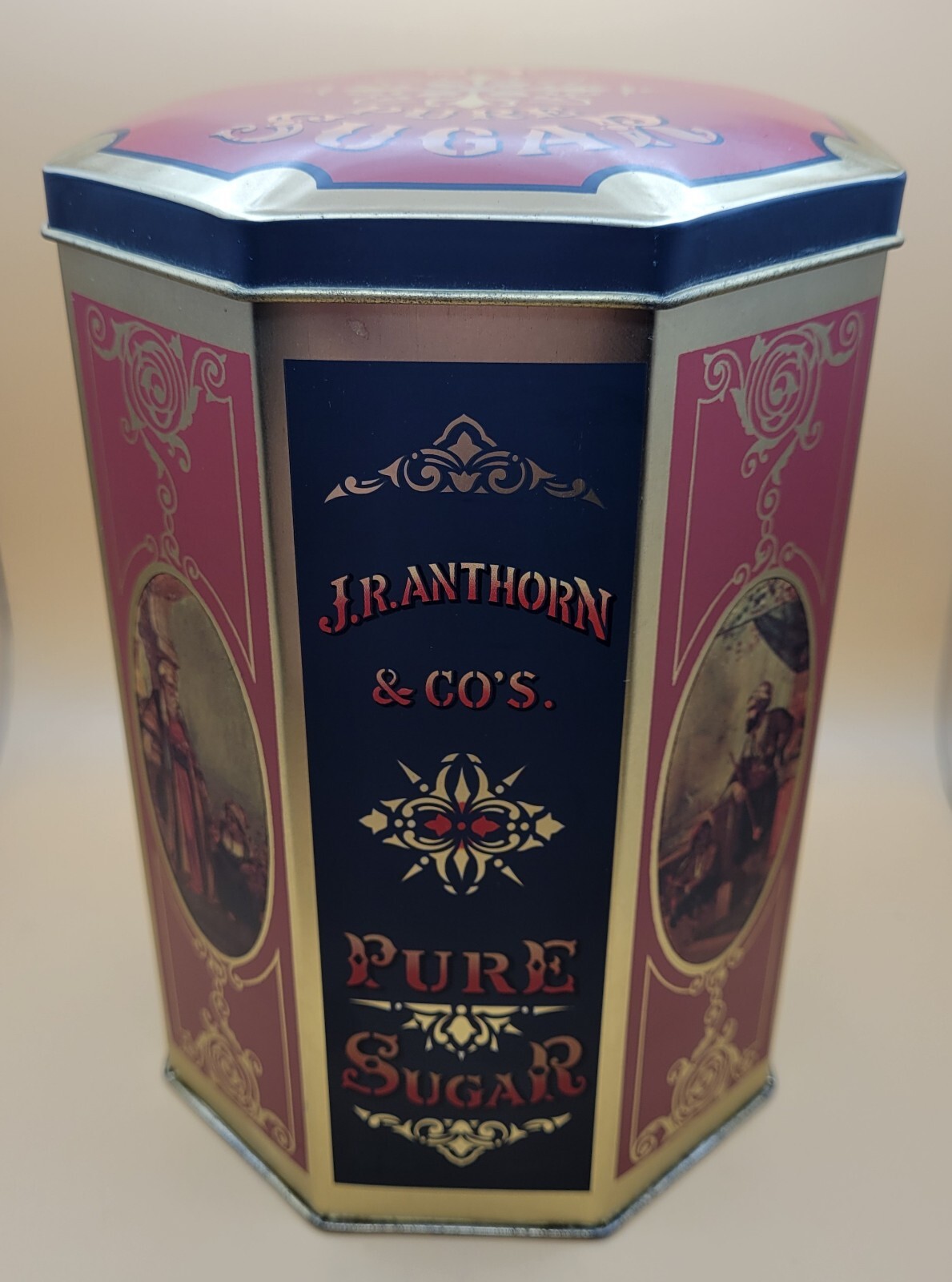 Vintage J.R. Anthorn & Co. Unity Mills NY Pure Sugar Litho Metal Tin Can England