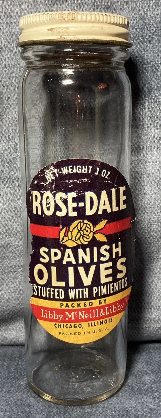 Rosedale Spanish Olives Libby McNeill Chicago Illinois 3 Ounces USA Advertising