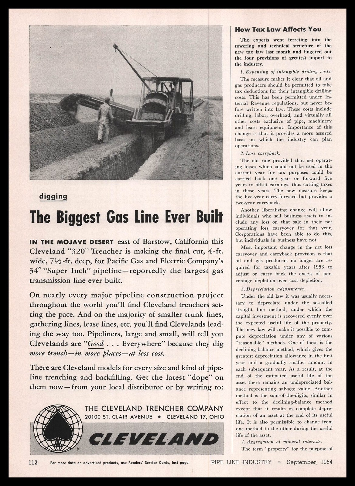 1954 Cleveland Trencher Co Photo Barstow California Mojave Desert Photo Print Ad