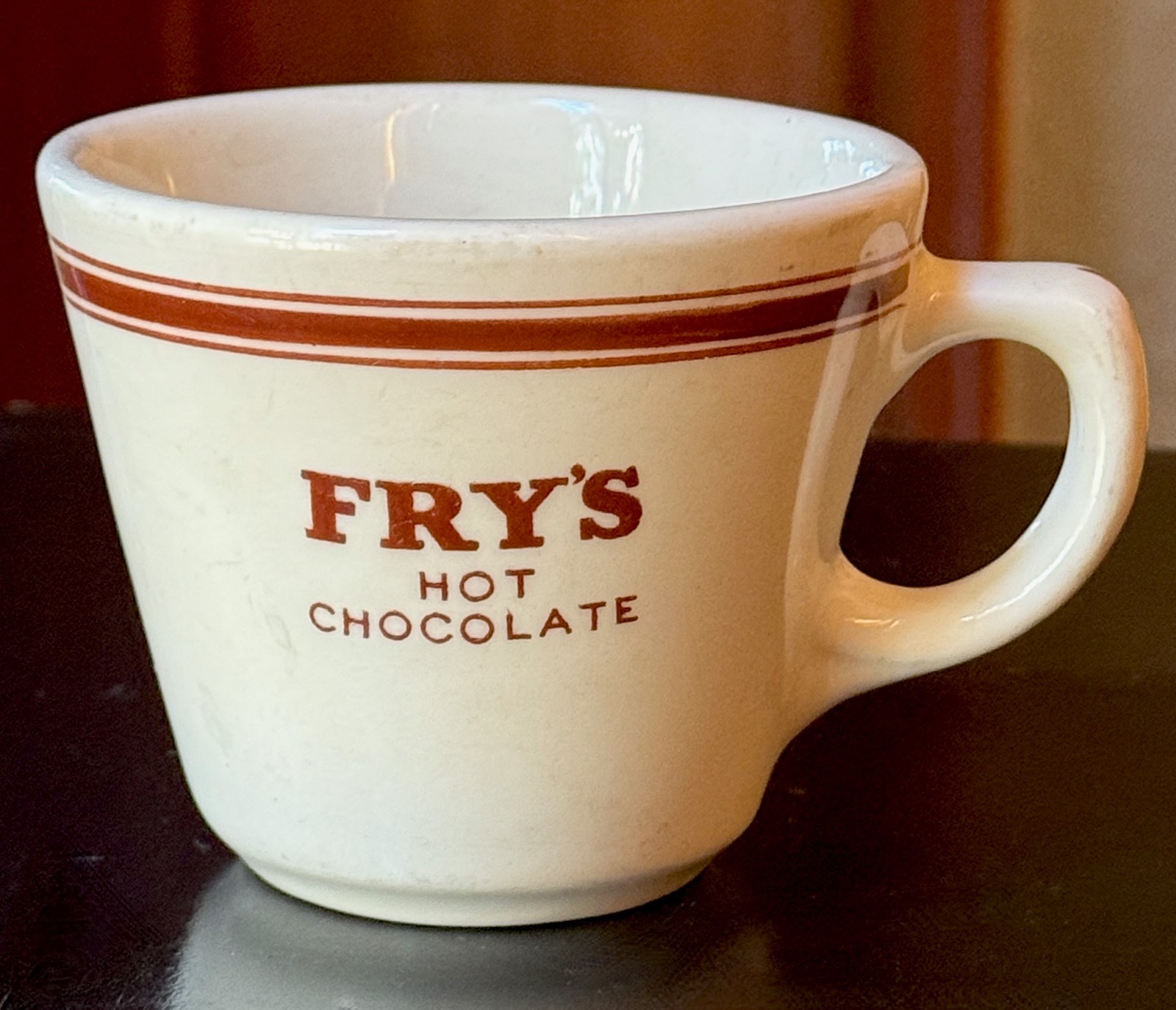 1957 Fry’s Hot Chocolate Restaurant Ware Ceramic Mug / Made by Duraline