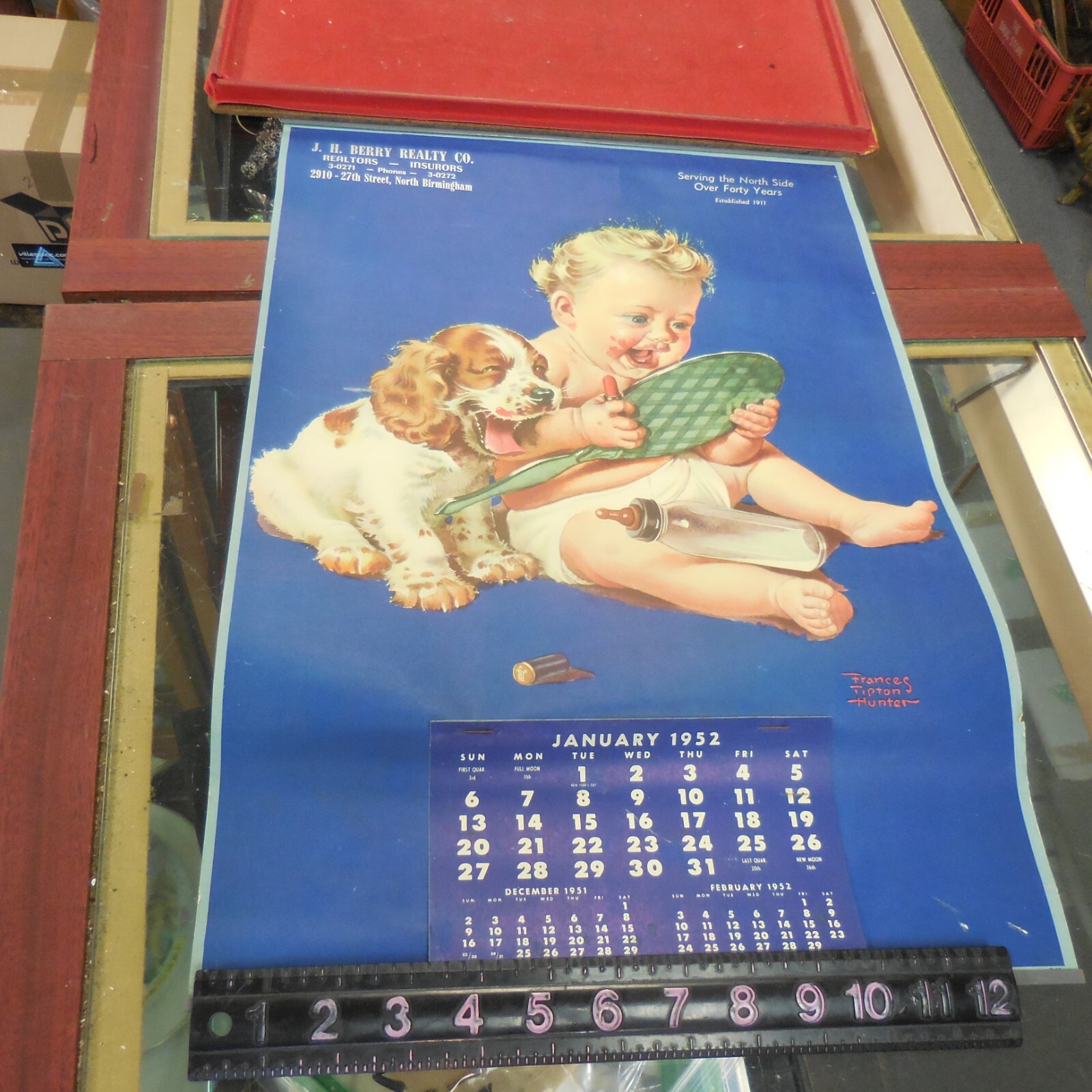 Complete Birmingham, AL 1952 Calendar J. H. BERRY REALTY CO. 19.5 x 13.5″ #JE