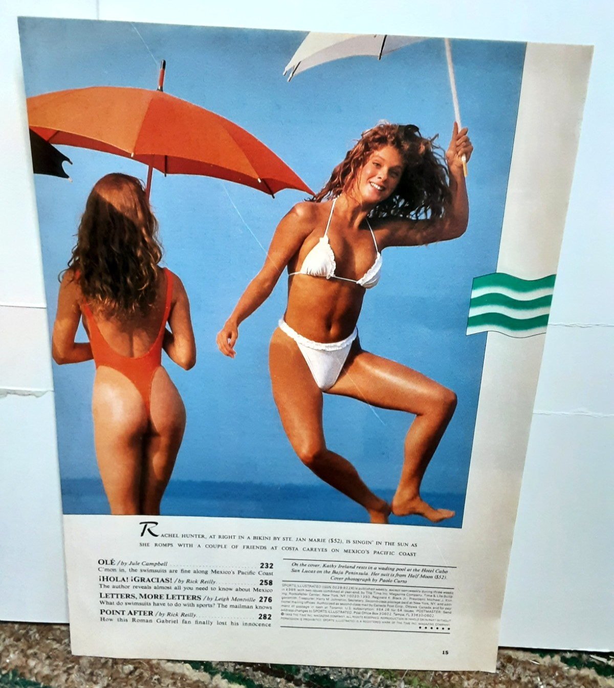 1989 Rachel Hunter Sports Illustrated Magazine Cut Photo Page ad