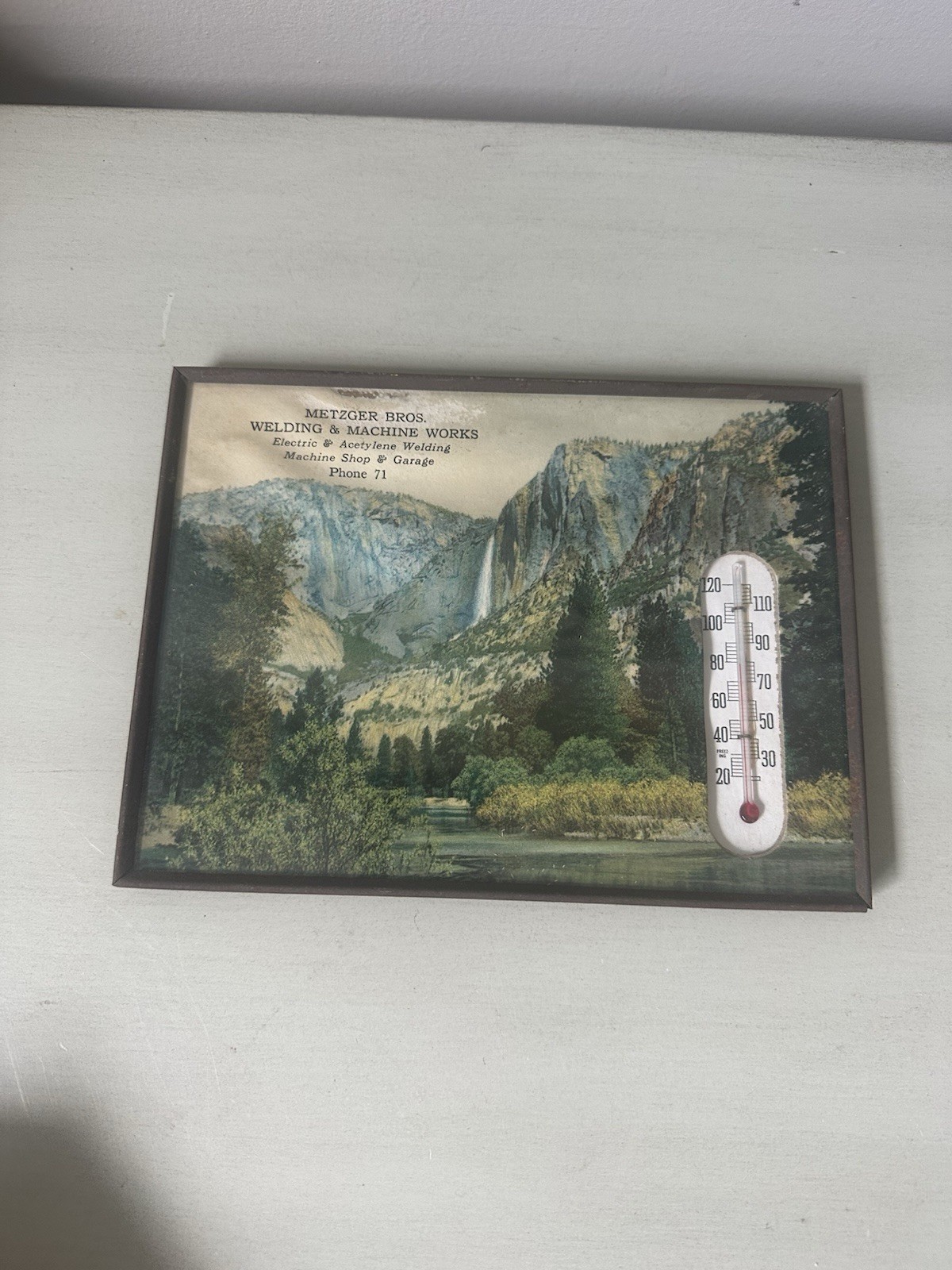 Antique Metzger Bros Wedding And Machine Works Thermometer Picture Ohio