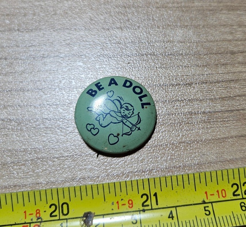 Vintage Be A Doll Cupid Armour Star Franks Hotdog Advertising Metal Pin