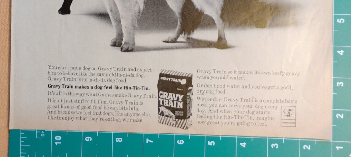 Vintage Retro Ad Gravy Train Dog Food Dog Rin-Tin-Tin General Foods 1960’s