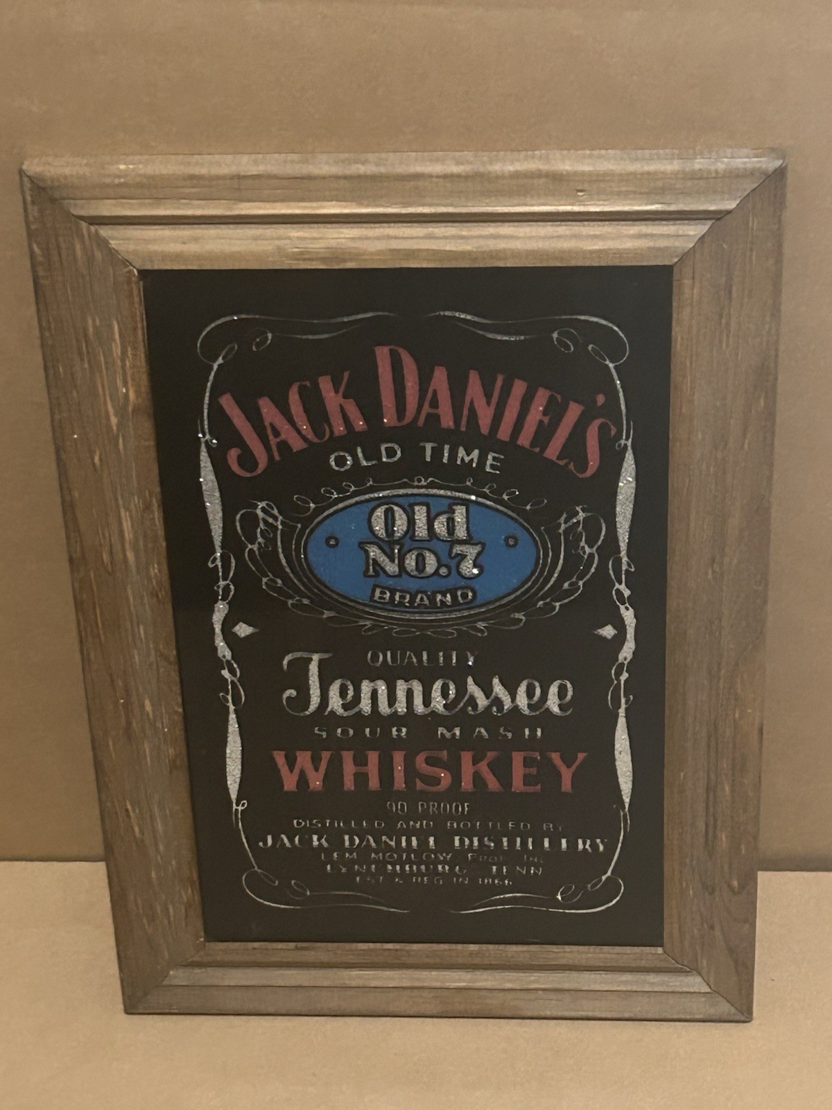Jack Daniels Whiskey Sign And Budweiser Beer Crown Sign, Framed Bar Foil Signs