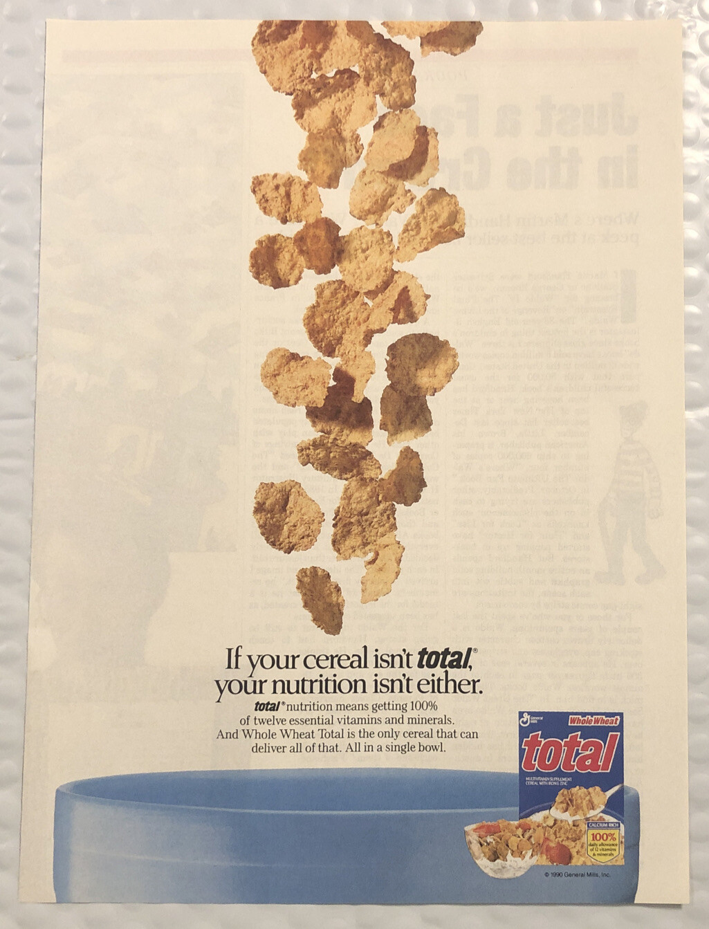 1990 Original Print Ad Full Page – General Mills Total – Nutrition Isn’t Vintage