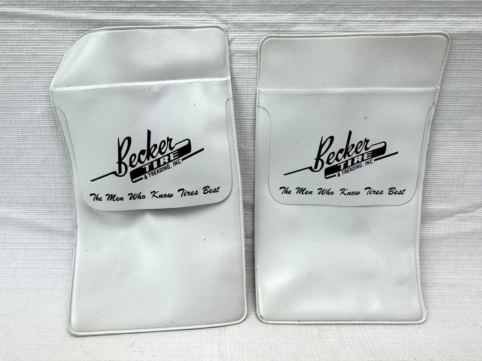 2 Vintage Pocket Protectors Pen Holders White Advertising Becker Tire & Treading