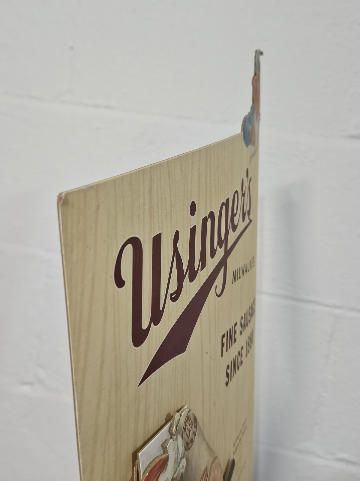 Very Rare Mid-Century Usinger’s Sausage Milwaukee Cardboard Easel Ad Sign