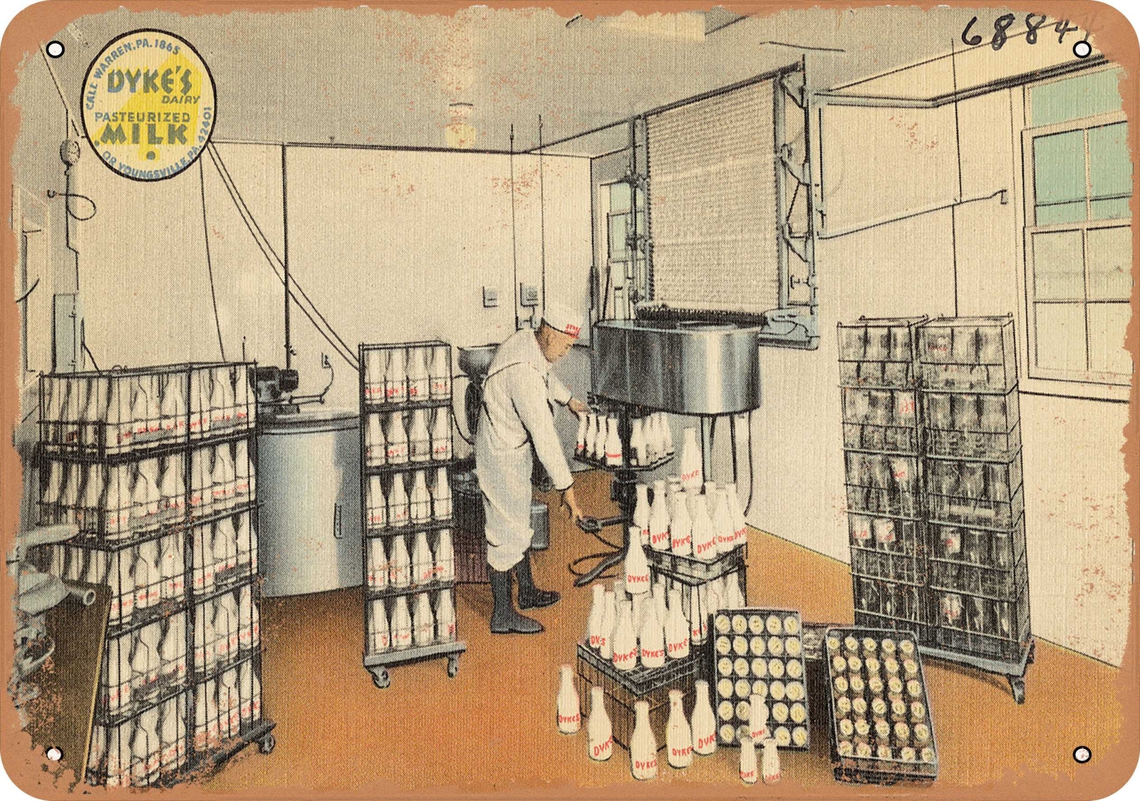 Metal Sign – Pennsylvania Postcard – Dyke’s Dairy Pasteurized Milk and Cream
