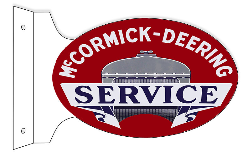 MCCORMICK-DEERING SERVICE 18″ HEAVY DUTY USA METAL DOUBLE SIDED FARM ADV SIGN