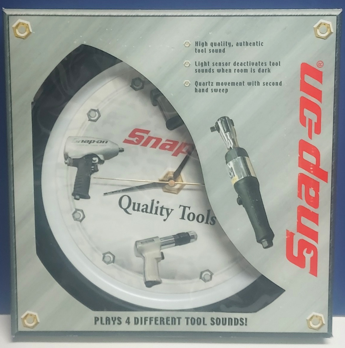 Snap-on Tools Power Tool Sounds Wall Clock Brand New in original box. 13″ dia.