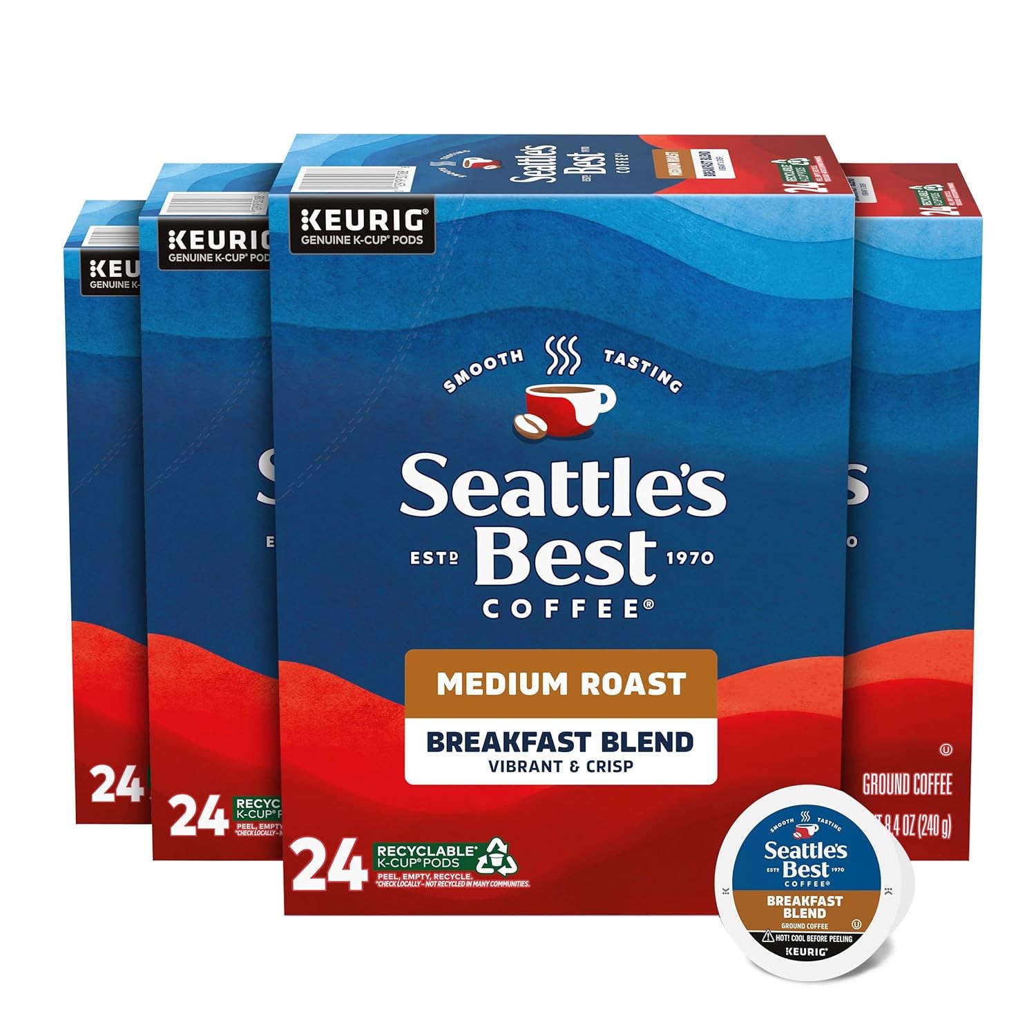 Seattle??s Best Coffee, Medium Roast K-Cup Coffee Pods, Breakfast Blend, 100% A