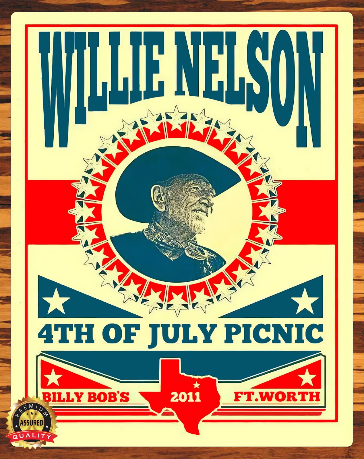 Willie Nelson – 4th of July Picnic Billy Bobs – 2011 – Metal Sign 11 x 14