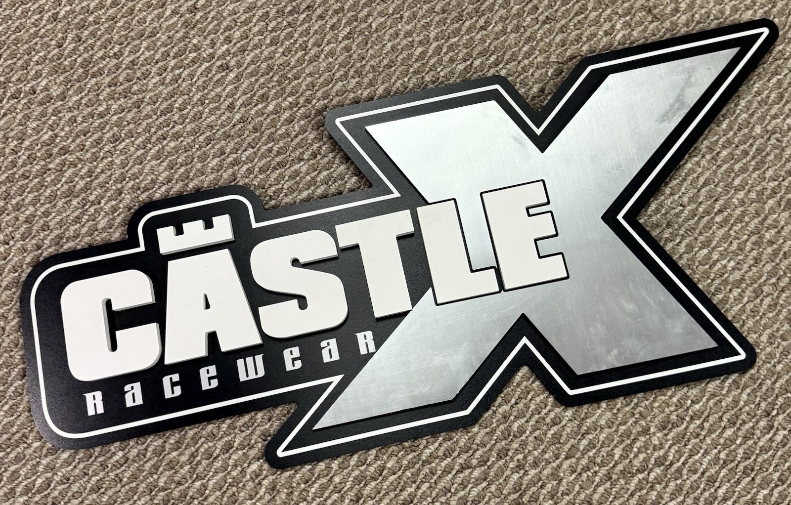 Castle X Racewear Display Store Sign Black & Silver