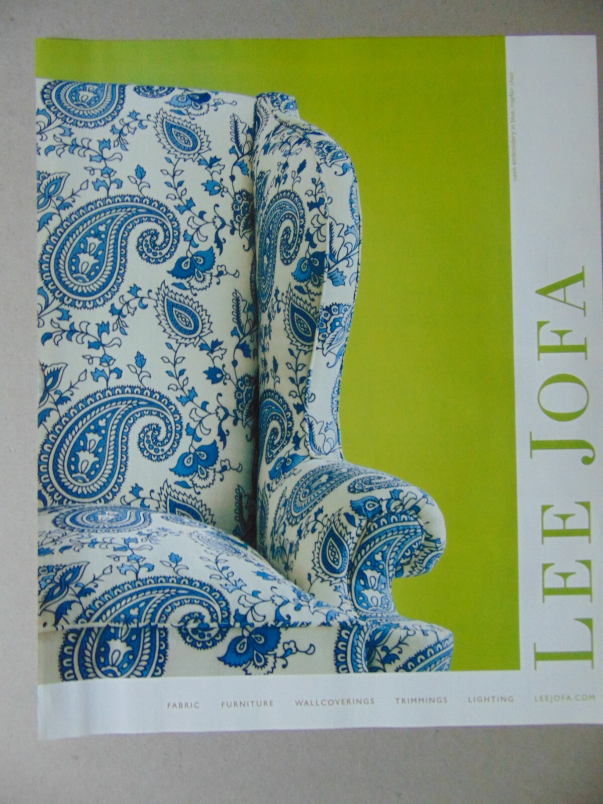 2008 LEE JOFA Chair Fabric art print ad