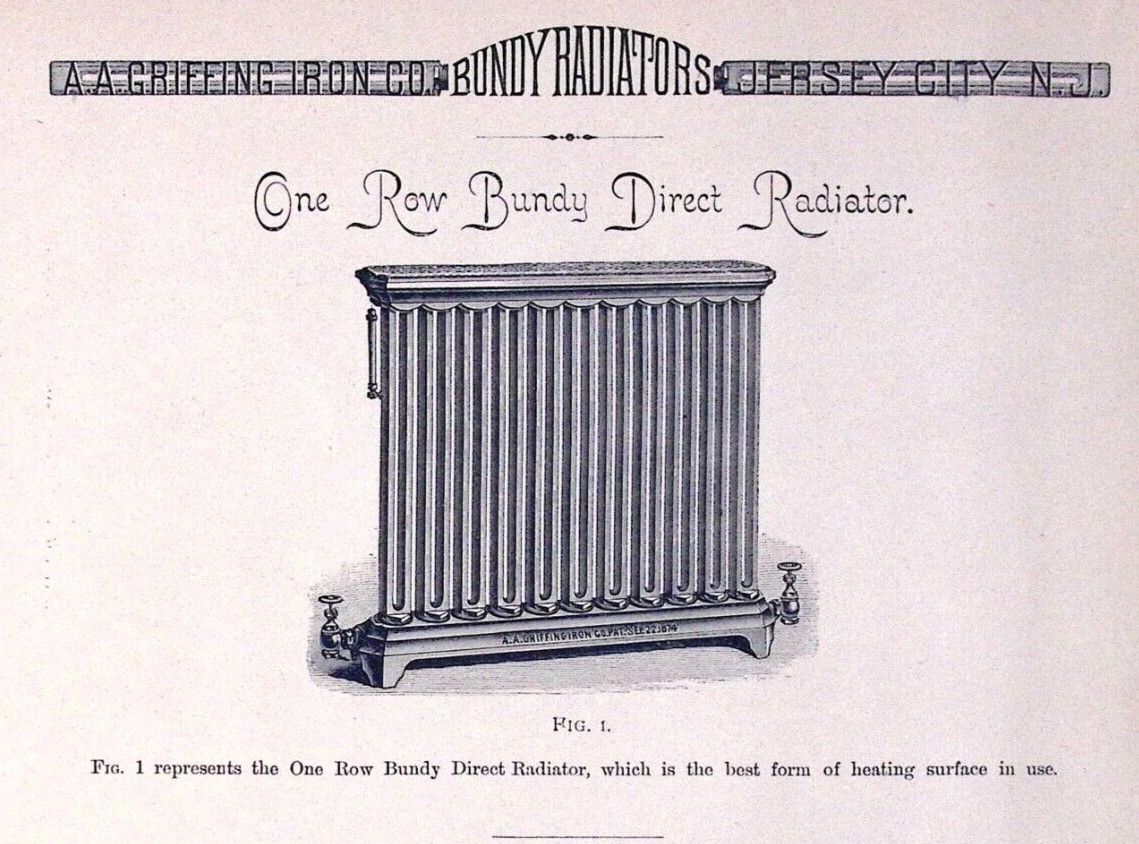 1889 One Row Bundy Direct Radiator AA Griffing Co Jersey City NJ Print Ad 4