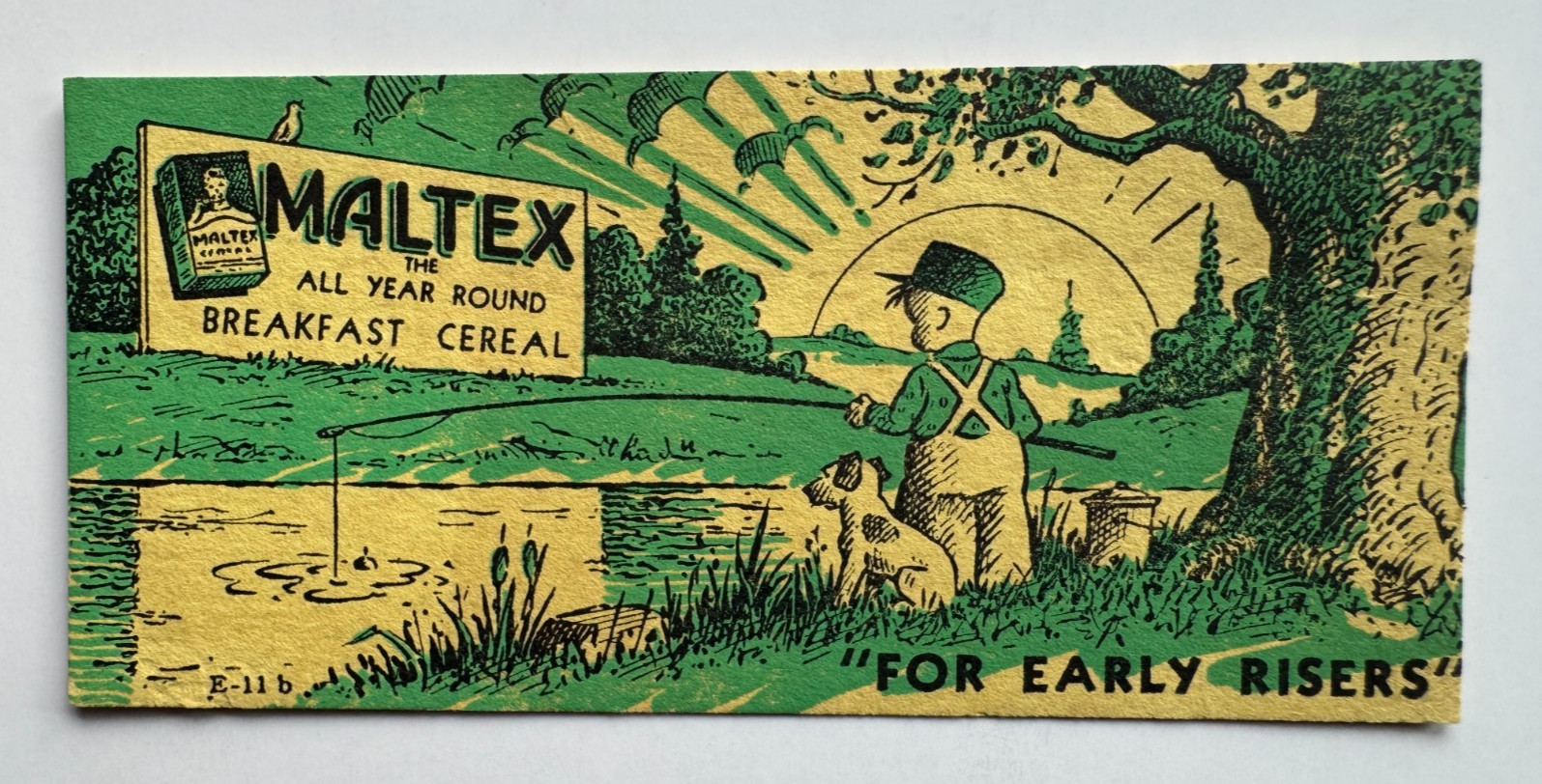 Vintage Maltex Breakfast Cereal Advertising Blotter For Early Risers Boy Fishing